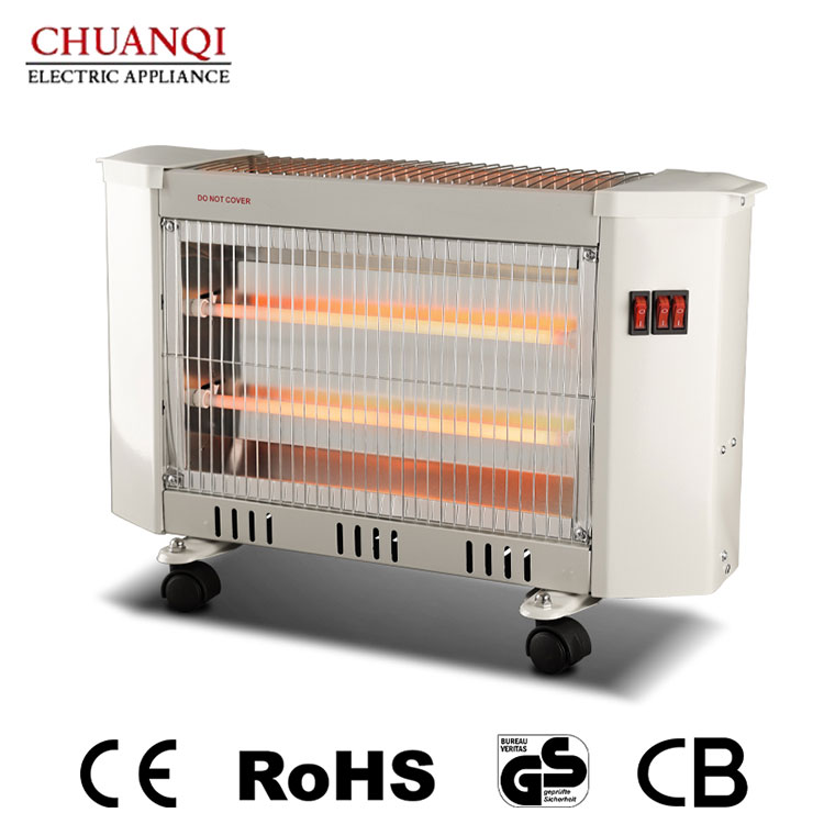 ক্যাস্টর সহ 1500W 3 টিউব কোয়ার্টজ হিটার